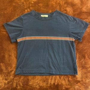 Romwe Navy Blue Cropped Tshirt